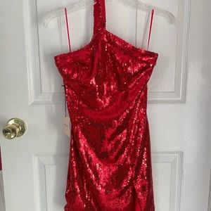 Red dress, slit, worn once, RELOVE